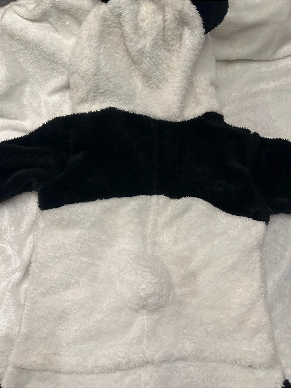 Kids Black & White Panda One-Piece Hooded Costume